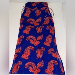 White House Black Market blue jersey paisley convertible maxi skirt size Small